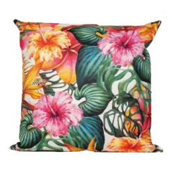 Buitenkussen Bloem Roze/oranje 45x45cm - Tuinkussen