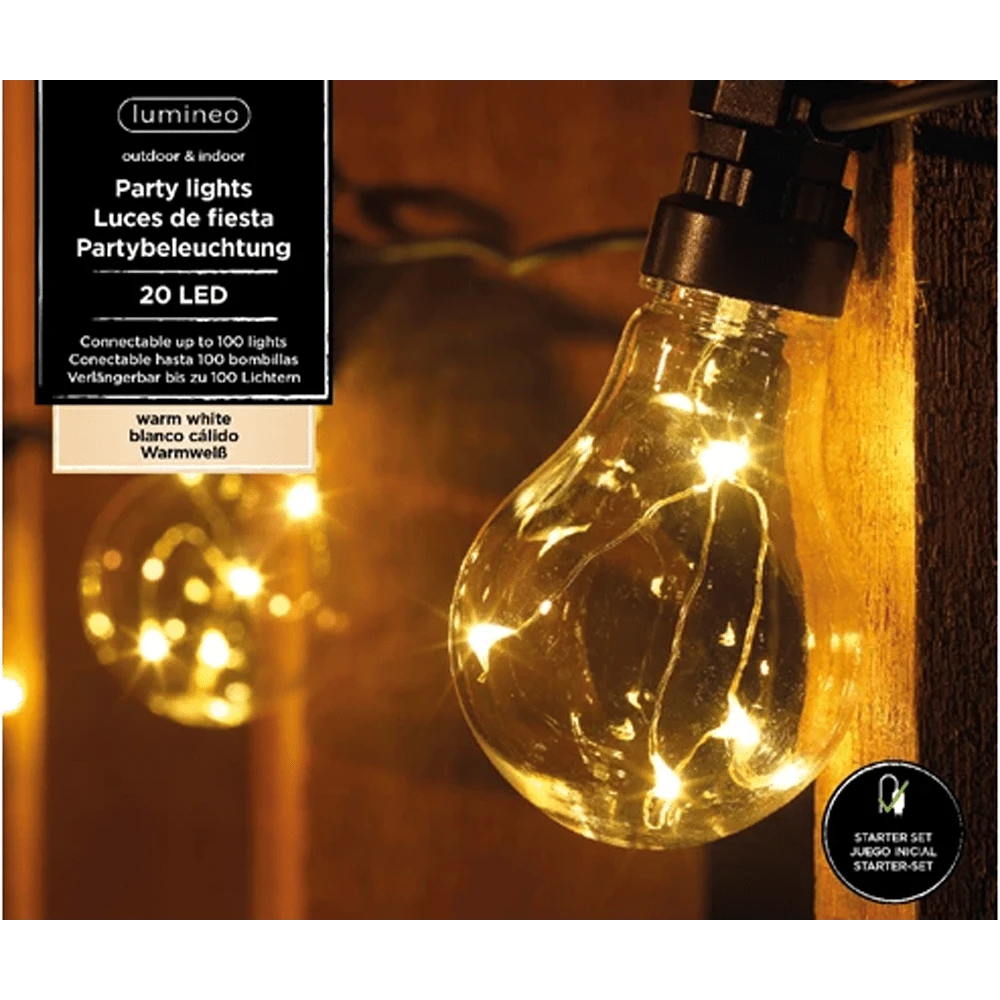 Lumineo Feestverlichting 20 Micro LED Steady Buiten - 950cm - Warm Wit