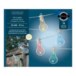Lumineo Feestverlichting Lichtsnoer - 950cm - 20 LEDS - Multi