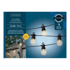 Lumineo Feestverlichting Lichtsnoer - Bolvorm - 950cm - 20 LEDS - Klassiek Warm