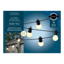 Lumineo Feestverlichting Lichtsnoer - Bolvorm- 950cm - 20 LEDS - Warm Wit