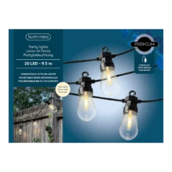 Lumineo Feestverlichting Lichtsnoer - Peervorm - 950cm - 20 LEDS - Warm Wit