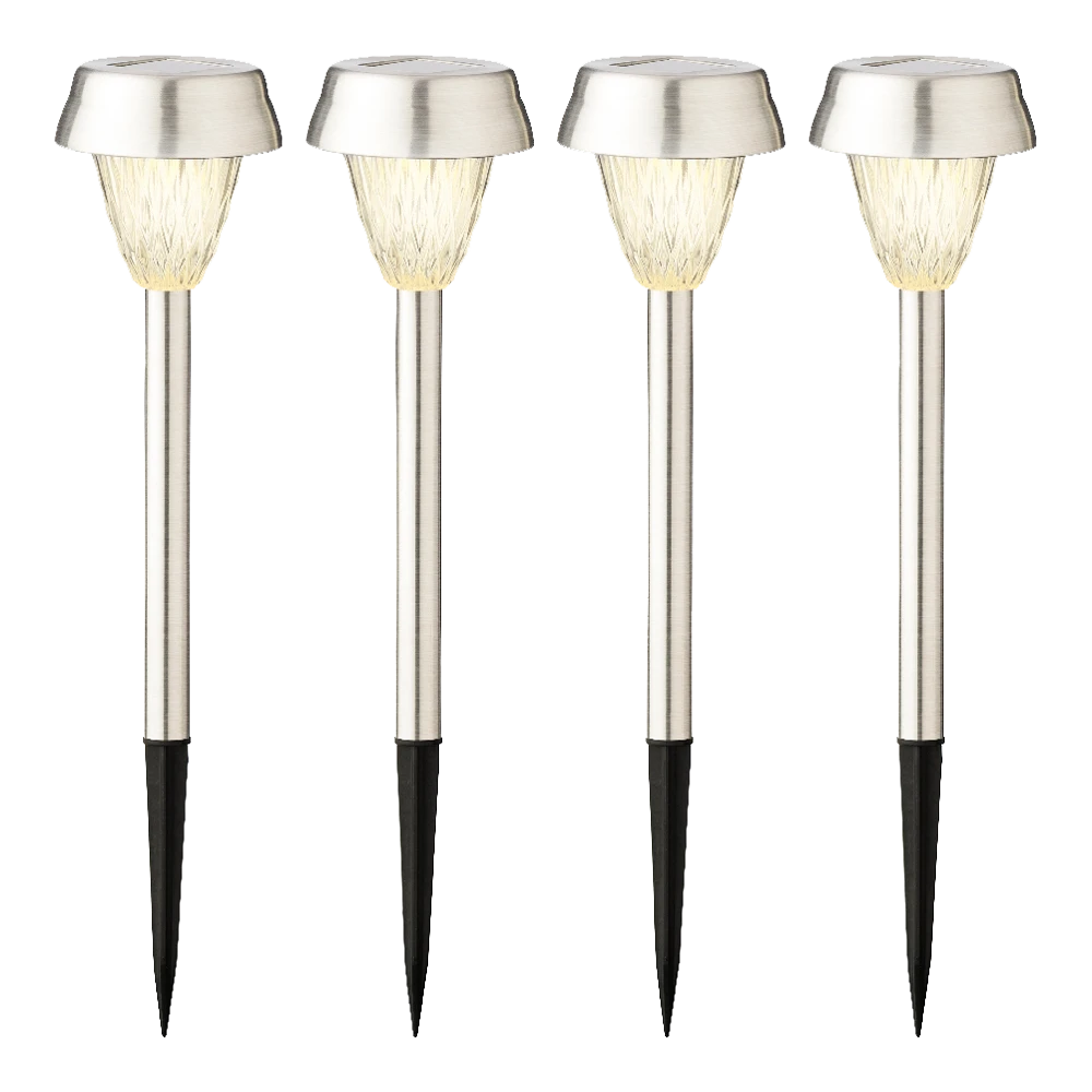 Lumineo LED Solar Tuinlamp - RVS - D8 X H22cm - RVS - 4st. - Afbeelding 4