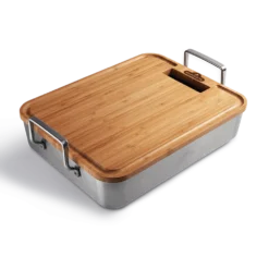 RVS Braadslee 40x31x8cm Met Bamboe Snijplank - Napoleon