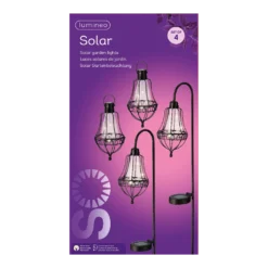 Lumineo Solar Set Met Tuinlamp En Lantaarn - LED - D14.5 X H84cm - Zwart - 4st.