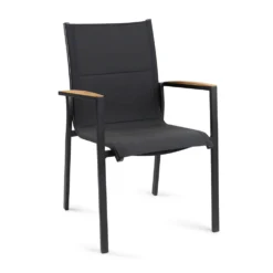 Tuinstoel Foxx - Teak Stapelbare Stoel - Charcoal