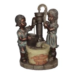 Waterornament Kinderen Aan Pomp - 61,2cmcm Hoog - Polystone